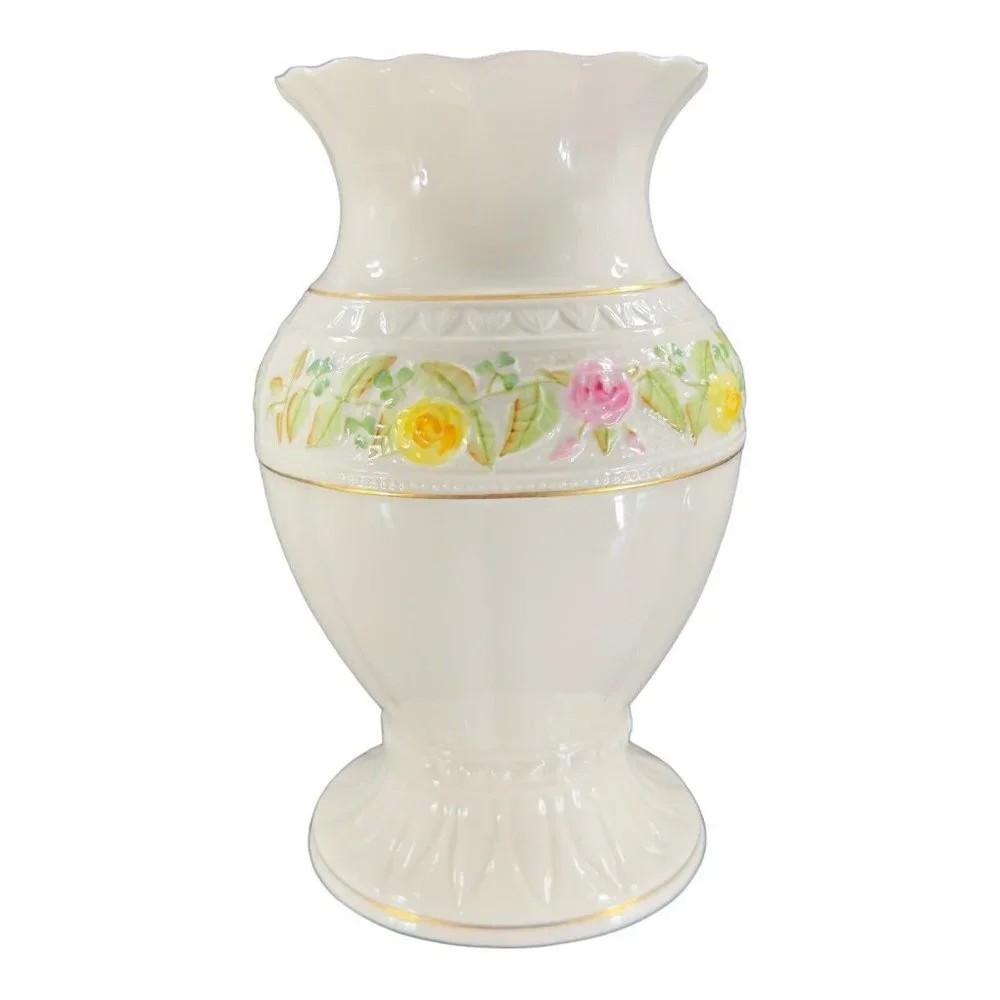 Vintage BELLEEK Classic‎ Rose Collection Large Size Porcelain Vase Vessel Marked